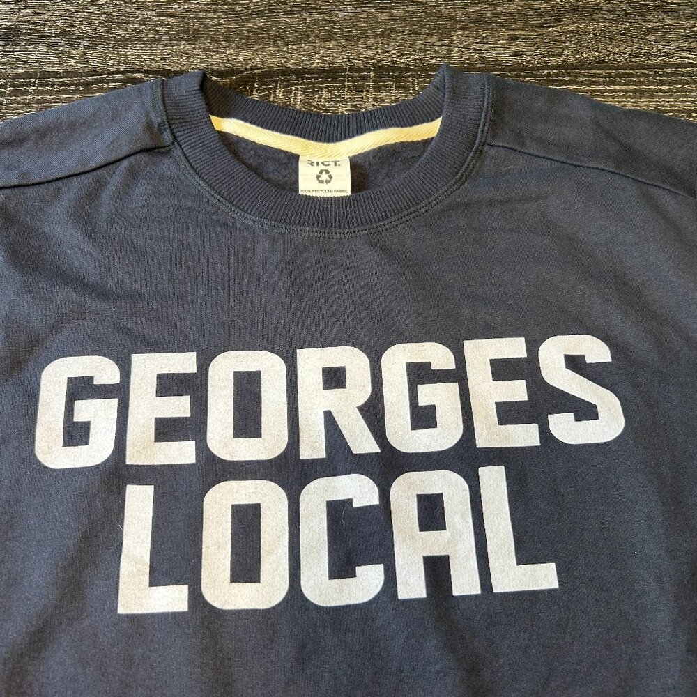 District Georges Local Crewneck Sweatshirt Men's Large Blue Sustainable Unisex